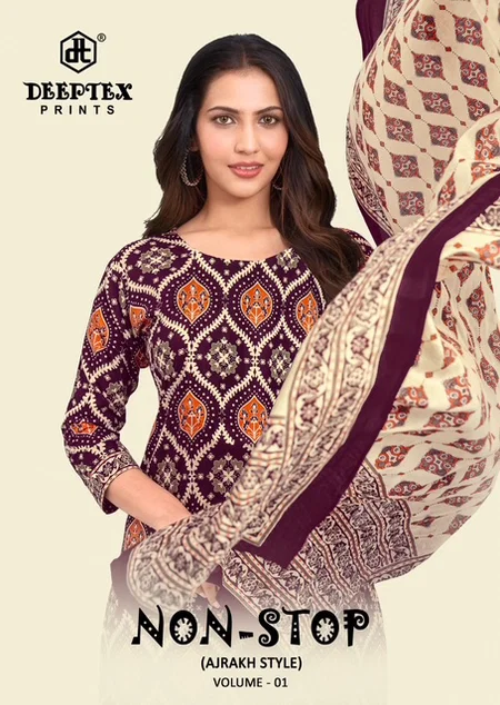Non Stop Ajrakh Vol 1 By Deeptex Cotton Printed Dress Material 